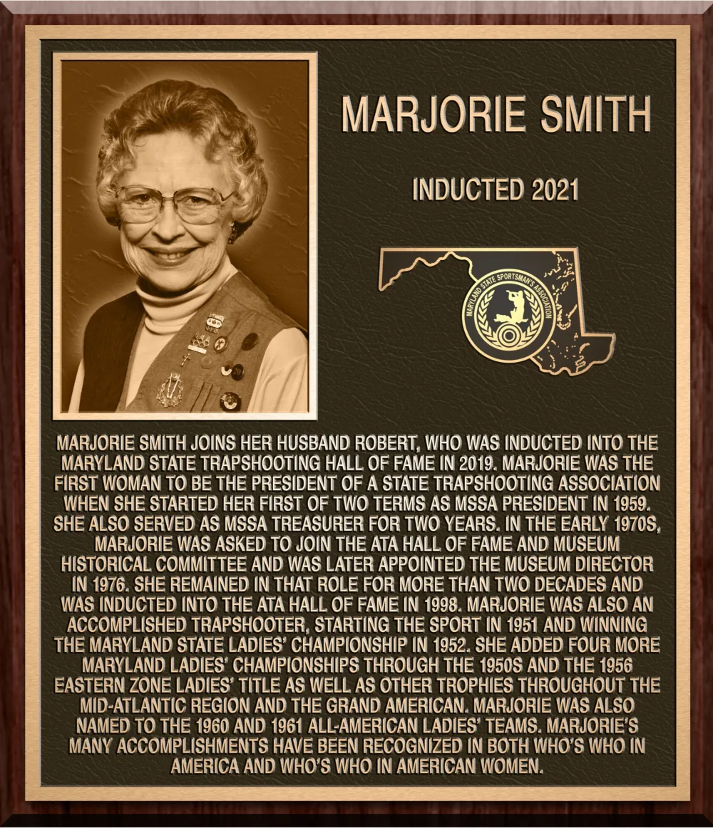 Hall of Fame plaque for Marjorie Smith