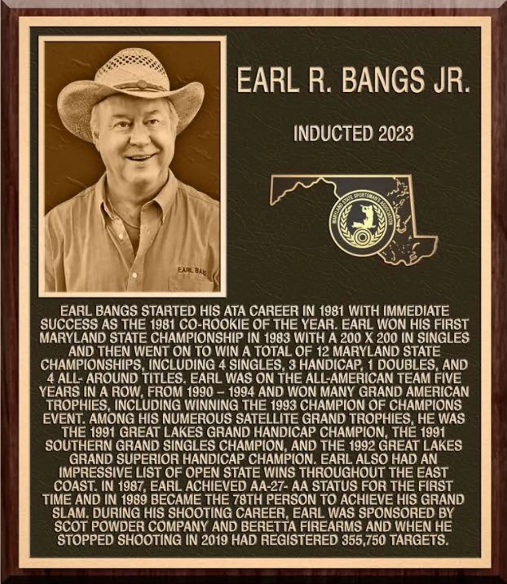 Hall of Fame plaque for Earl R. Bangs Jr.