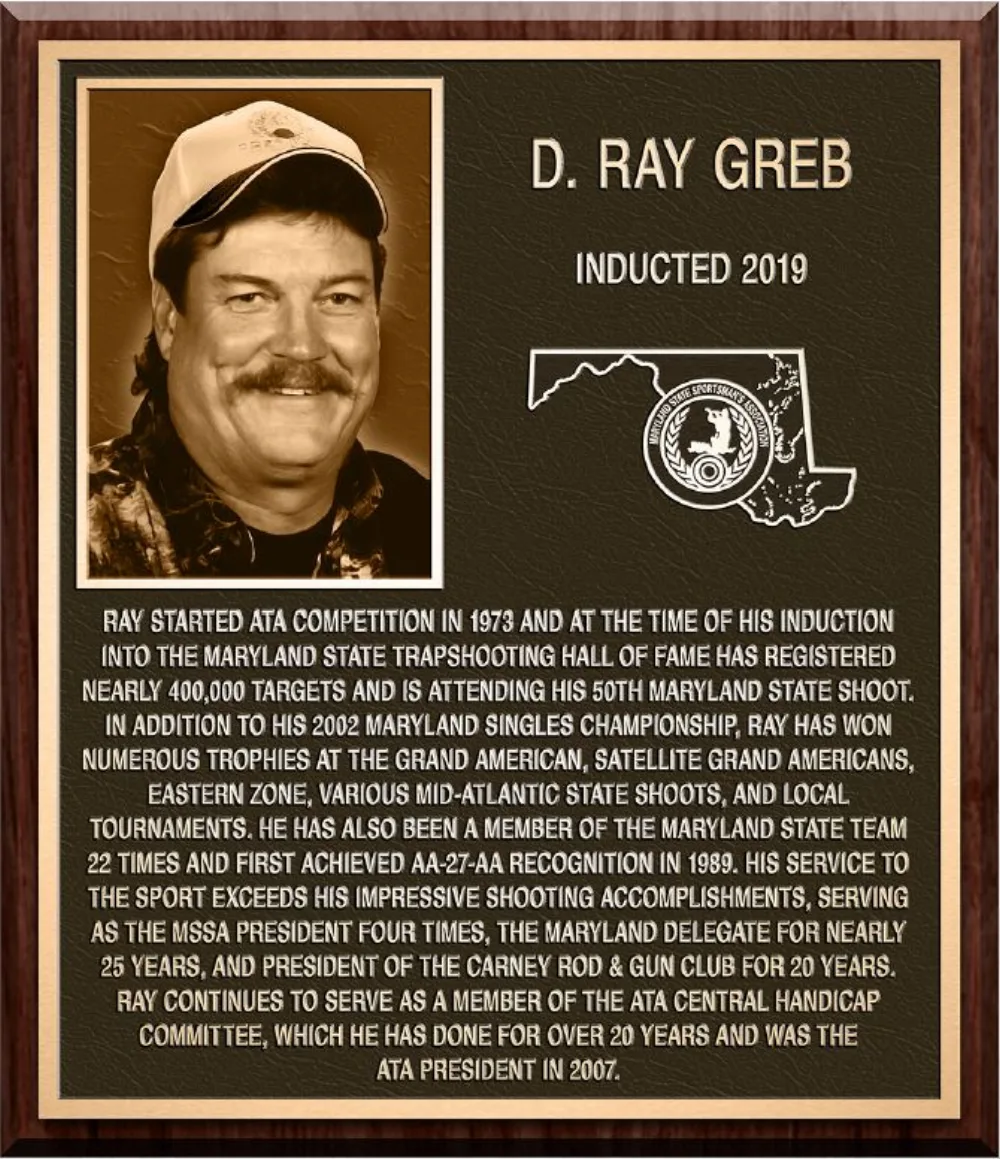 Hall of Fame plaque for D. Ray Greb