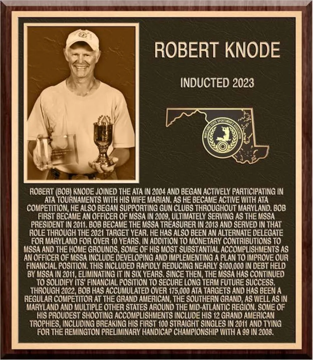 Hall of Fame plaque for Robert Knode