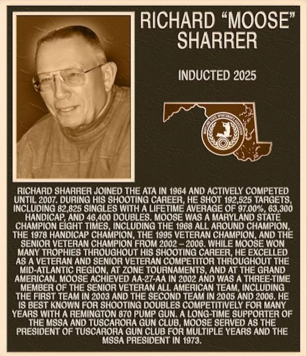 Hall of Fame plaque for Richard "Moose" Sharrer