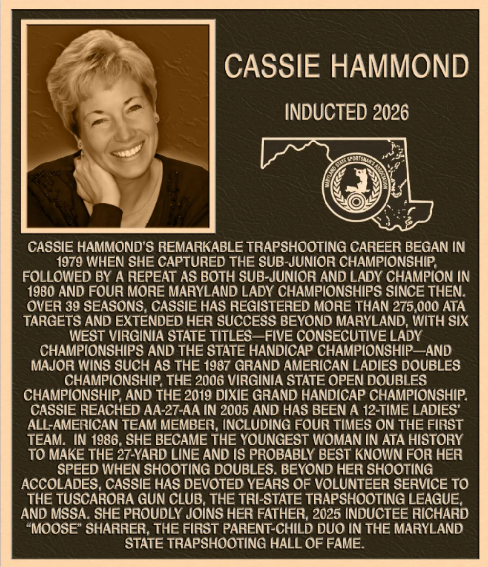 Hall of Fame plaque for Cassie Hammond