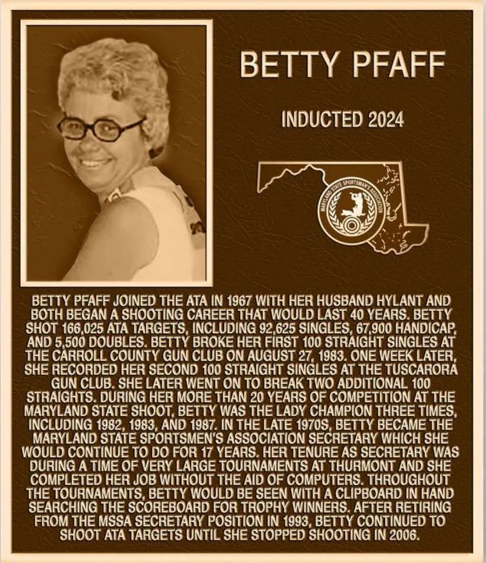 Hall of Fame plaque for Betty Pfaff