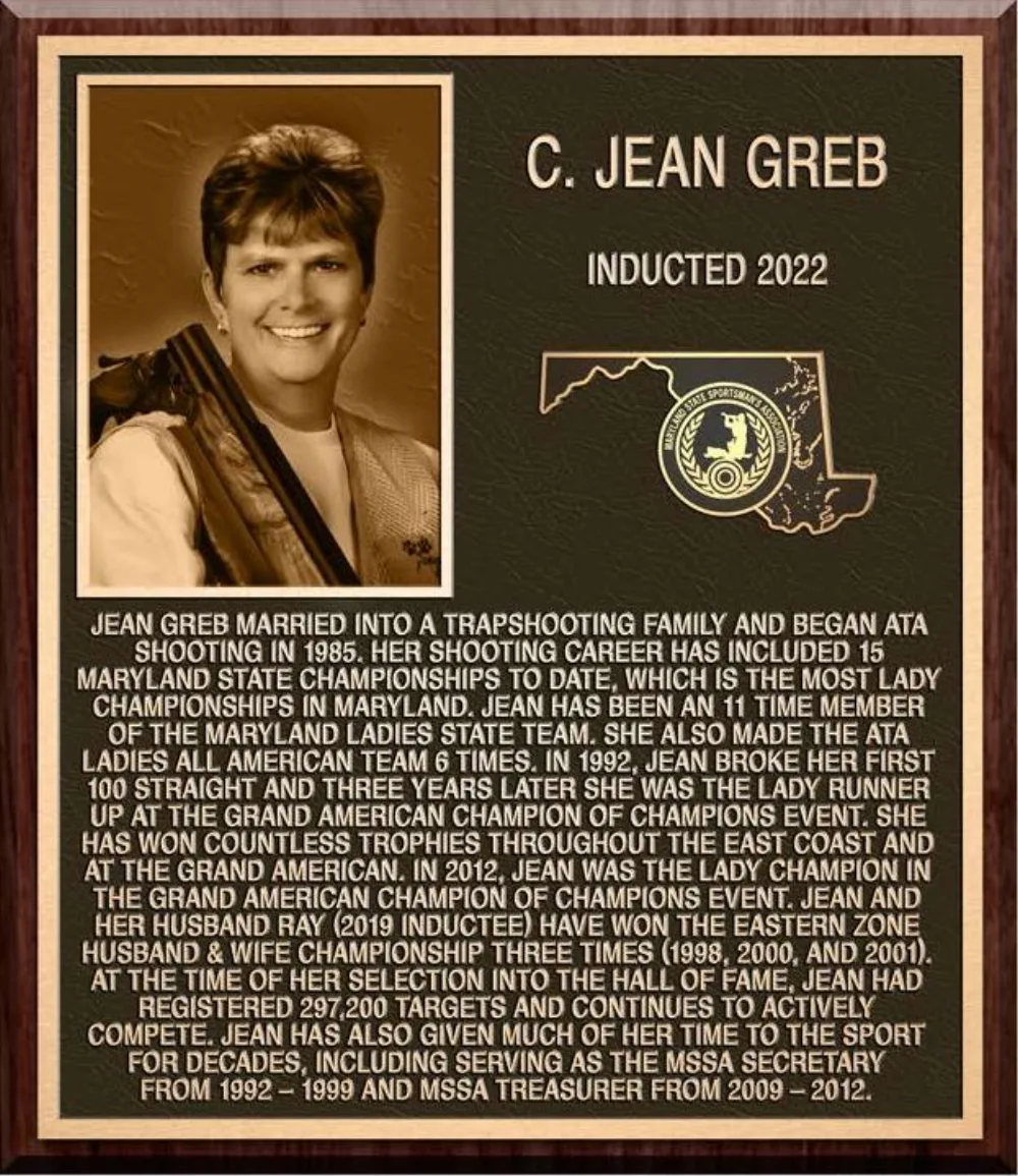 Hall of Fame plaque for C. Jean Greb