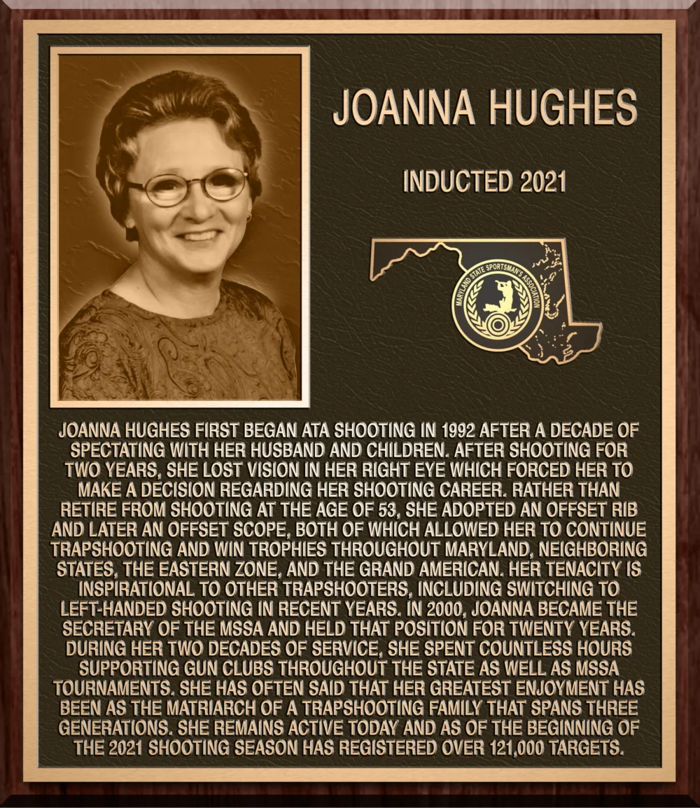 Hall of Fame plaque for Joanna Hughes